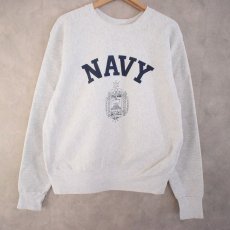 画像1: U.S.NAVAL ACADEMY STORE "REVERSE WEAVE TYPE" NAVYロゴプリントスウェット M (1)