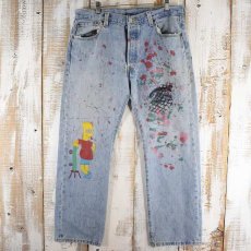 画像1: Levi's 501 "THE SIMPSONS"ハンドペイント デニムパンツ W35 (1)