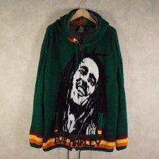 画像1: Bob Marley エクアドル製 シャギーニットパーカー XL (1)