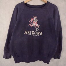 画像1: 〜60's "ARIZONA" レッドデビル カラーフロッキープリント ラグランスウェット ナス紺 (1)