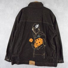 画像1: 90's 刺繍入り デニムジャケット XXL (1)