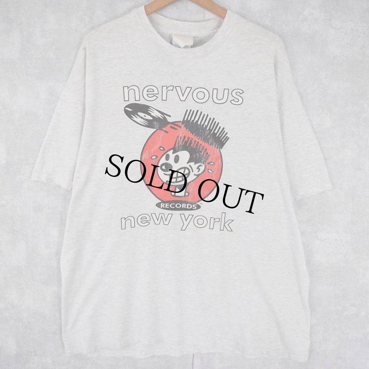 画像1: 90's nervous RECORDS new york USA製 キャラクタープリント ミュージックTシャツ XL (1)