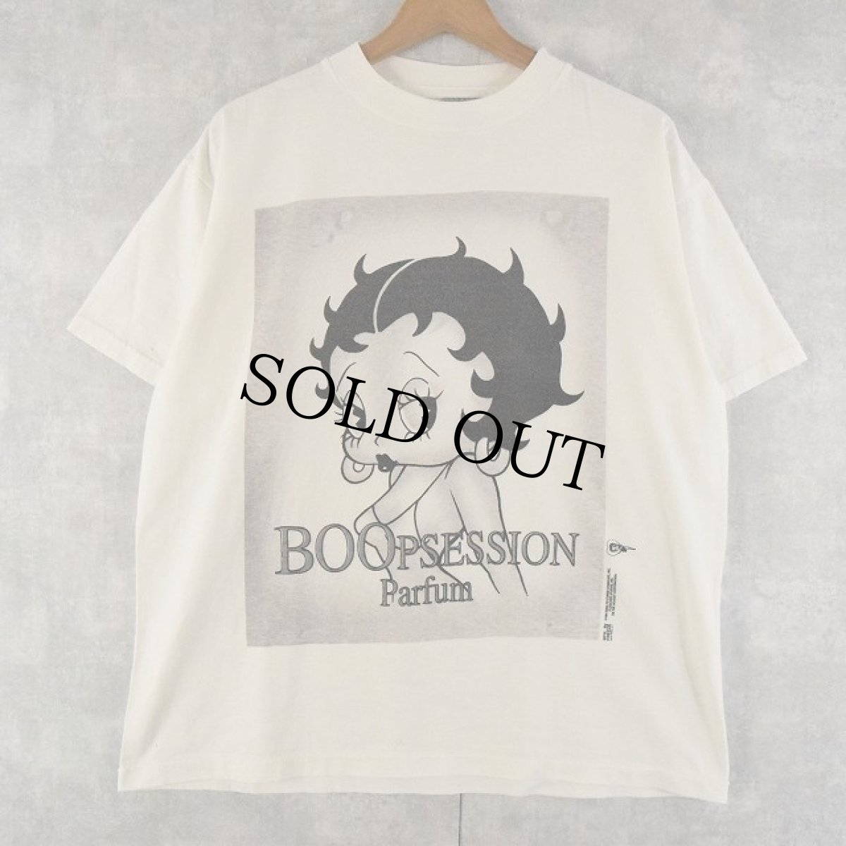 画像1: 90's Betty Boop "BOOPSESSION Parfum"キャラクターパロディTシャツ L (1)