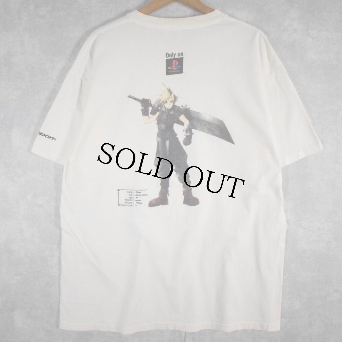 画像1: 90's FINAL FANTASY VII "Cloud" キャラクタープリントゲームTシャツ XL (1)