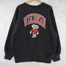 画像1: 90's Hanes USA製 "WISCONSIN" REVERSE WEAVE TYPE プリントスウェット L (1)