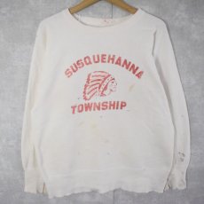 画像1: 70's SUSQUEHANNA TOWNSHIP インディアン 染み込みプリントスウェット (1)