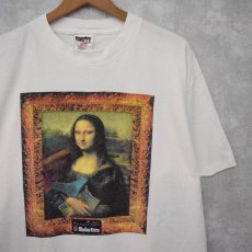 画像1: 90's US Robotics "モナ・リザ" パロディアートプリントTシャツ XL (1)