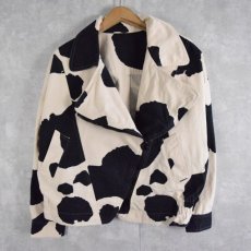 画像1: Cow Print コットンダブルライダースジャケット (1)