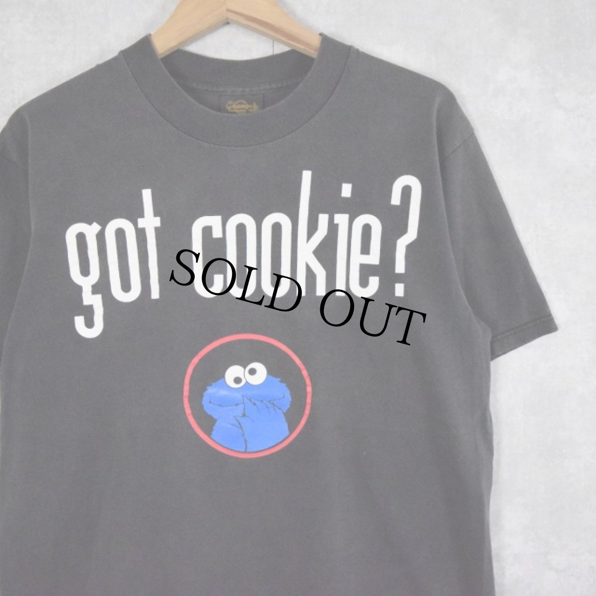 画像1: 90's COOKIE MONSTER USA製 "got cookie?" パロディTシャツ L (1)