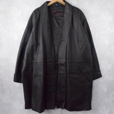 画像1: ショールカラー レザーコート 4XL (1)