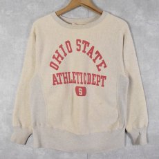 画像1: 50's Champion タタキタグ USA製 "OHIO STATE ATHLETIC DEPT" 染み込みプリント 2トーンスウェット S (1)