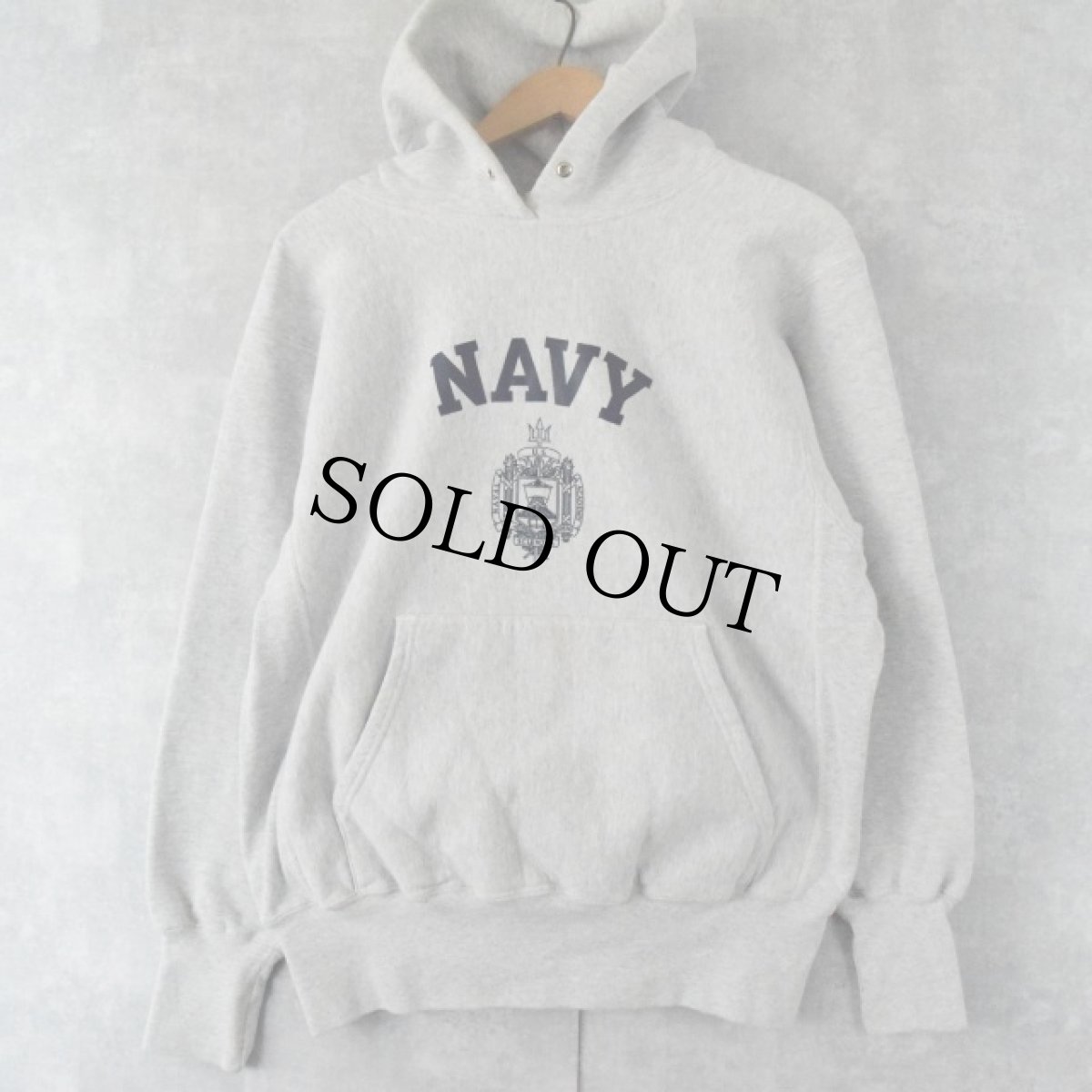 画像1: Midshipmen Store USA製 REVERSE WEAVE TYPE "NAVY" プリントスウェットフーディー S (1)