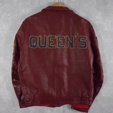 画像2: 70〜80's  "QUEEN'S" CANADA製 パッチ付き レザージャケット SIZE42 (2)