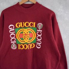 画像1: 90's ブートGUCCI USA製 ロゴプリントスウェット XL (1)