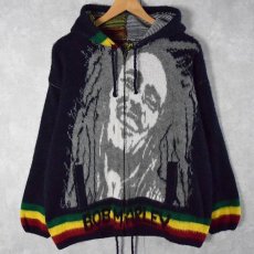 画像1: Bob Marley エクアドル製 シャギーニットパーカー (1)