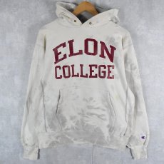 画像1: 90's Champion REVERSE WEAVE "ELON COLLEGE" プリントスウェットフーディー L (1)