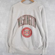 画像1: 90's GENUS  USA製 REVERSE WEAVE TYPE "WASHINGTON UNIVERSITY" パッチ付き スウェット XXL (1)