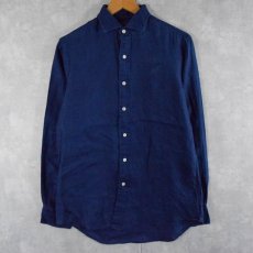 画像1: POLO Ralph Lauren インディゴリネン ホリゾンタルカラーシャツ S (1)