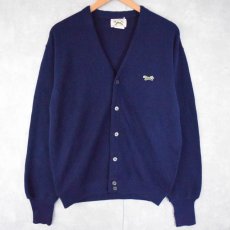 画像1: 80's The Fox JCPenney USA製 アクリルニットカーディガン NAVY L (1)