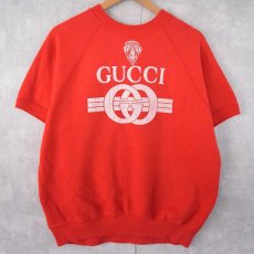 画像2: 80〜90's USA製 ブート GUCCI ロゴプリント 半袖スウェット XL (2)