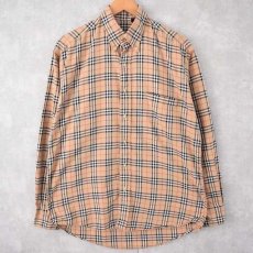 画像1: BURBERRY LONDON USA製 チェック柄 ボタンダウンコットンシャツ M (1)