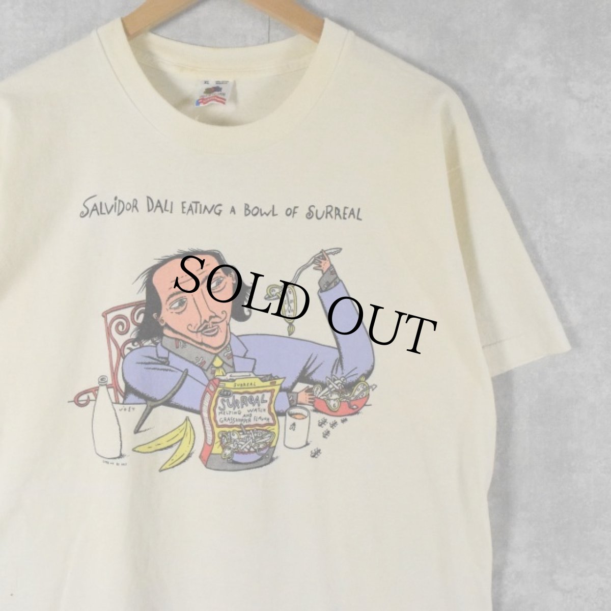 画像1: 90's SALVIDOR DALI USA製 "EATING A BOWL OF SURREAL" アートイラストプリントTシャツ XL (1)