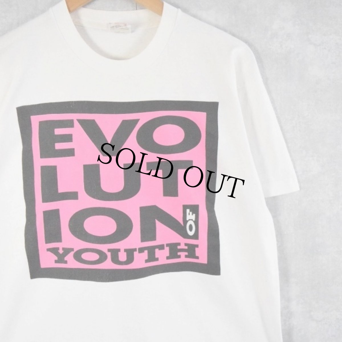 画像1: 90's EVOLUTION OF YOUTH USA製 "STUSSY, MOSSIMO, JIMMY'S" プリントTシャツ L (1)