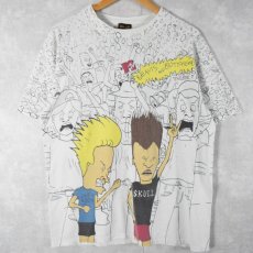 画像1: 90's BEAVIS AND BUTT-HEAD キャラクター大判プリントTシャツ L (1)