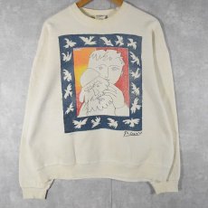 画像2: 90's Picasso USA製 "THE NEW YEAR" アートプリントスウェット XL (2)