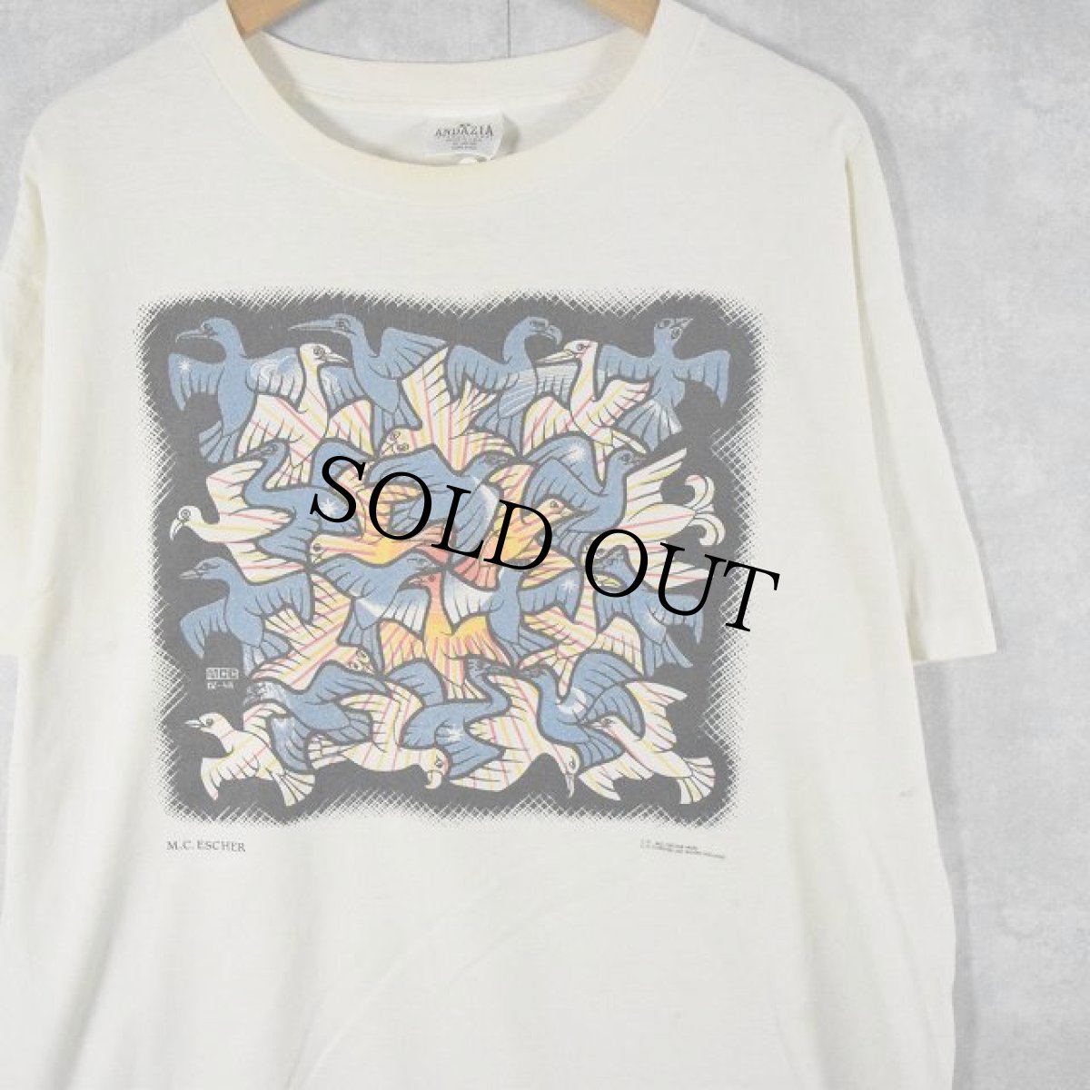 画像1: 90's M.C. Escher USA製 騙し絵アートTシャツ XL (1)