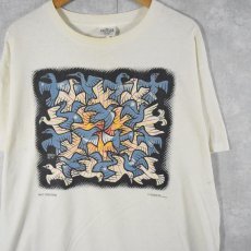 画像1: 90's M.C. Escher USA製 騙し絵アートTシャツ XL (1)