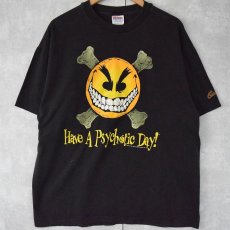 画像2: 90's chaos! comics SMILEY "Have a Psychotic Day" コミックプリントTシャツ XL (2)