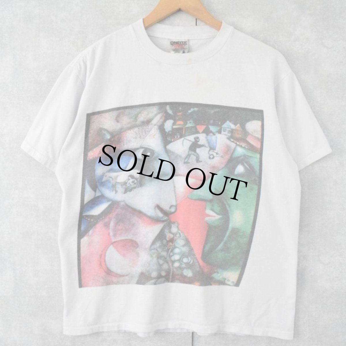 画像1: 90's Marc Chagall "I and Village" アートプリントTシャツ L (1)