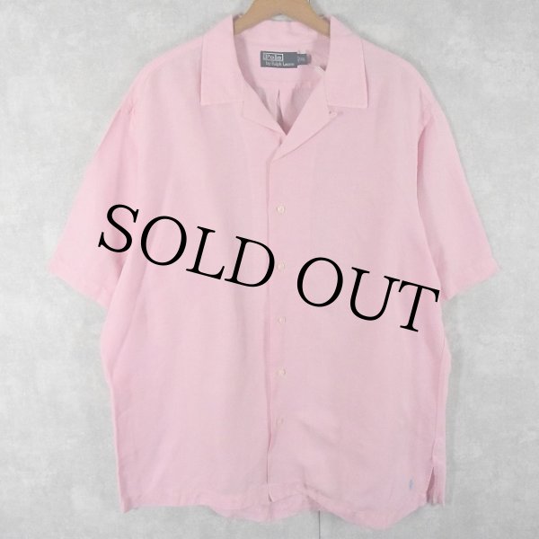 POLO Ralph Lauren リネン×シルク オープンカラーシャツ XL
