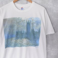 画像1: 90's Claude Monet USA製 "Houses of Parliament" アートプリントTシャツ XL (1)