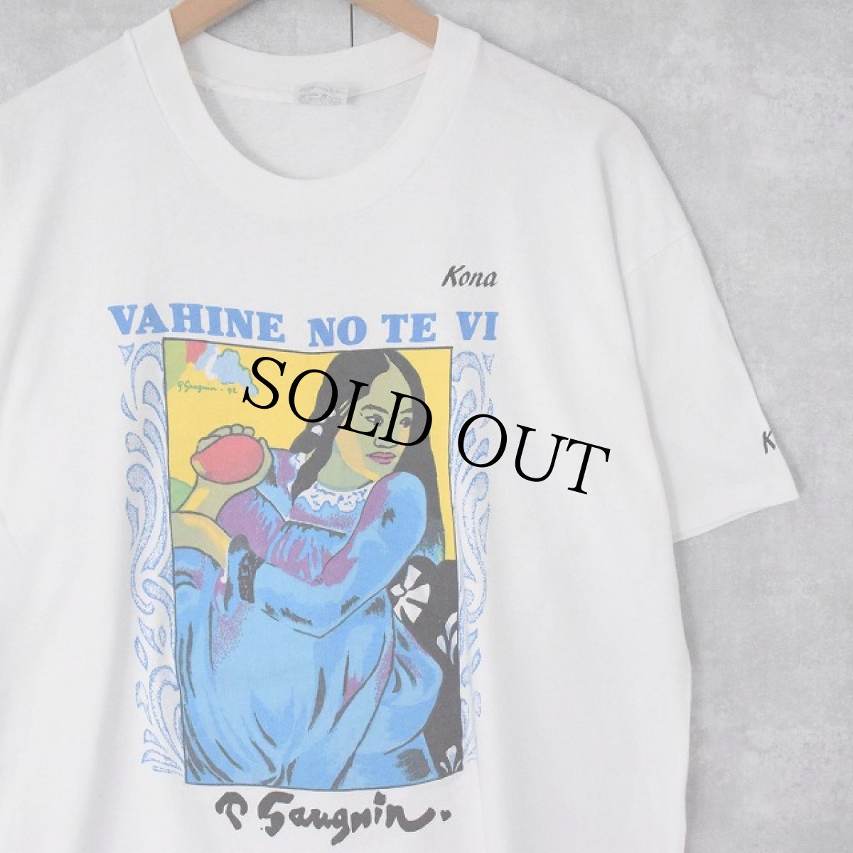 画像1: 80's Paul Gauguin USA製 "Vahine no te vi" アートプリントTシャツ XL (1)