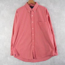 画像1: POLO Ralph Lauren "BIG SHIRT" ストライプ柄 裾ロゴ刺繍 タイプライターボタンダウンシャツ L (1)