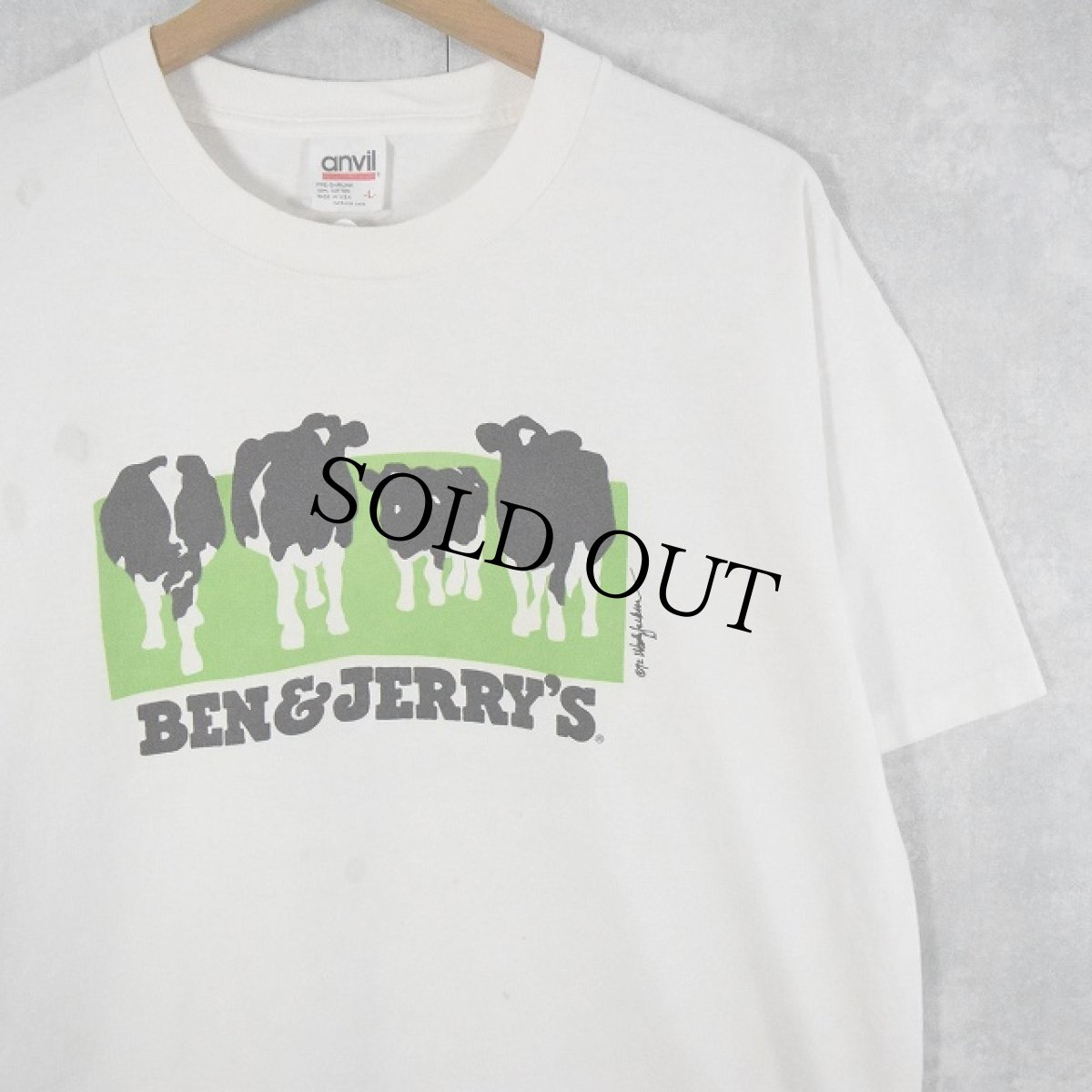 画像1: 90's BEN&JERRY'S "euphoria" USA製 企業プリントTシャツ L (1)