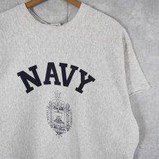 画像1: U.S.NAVY REVERSE WEAVE TYPE ロゴプリント カットオフ半袖スウェット XL (1)