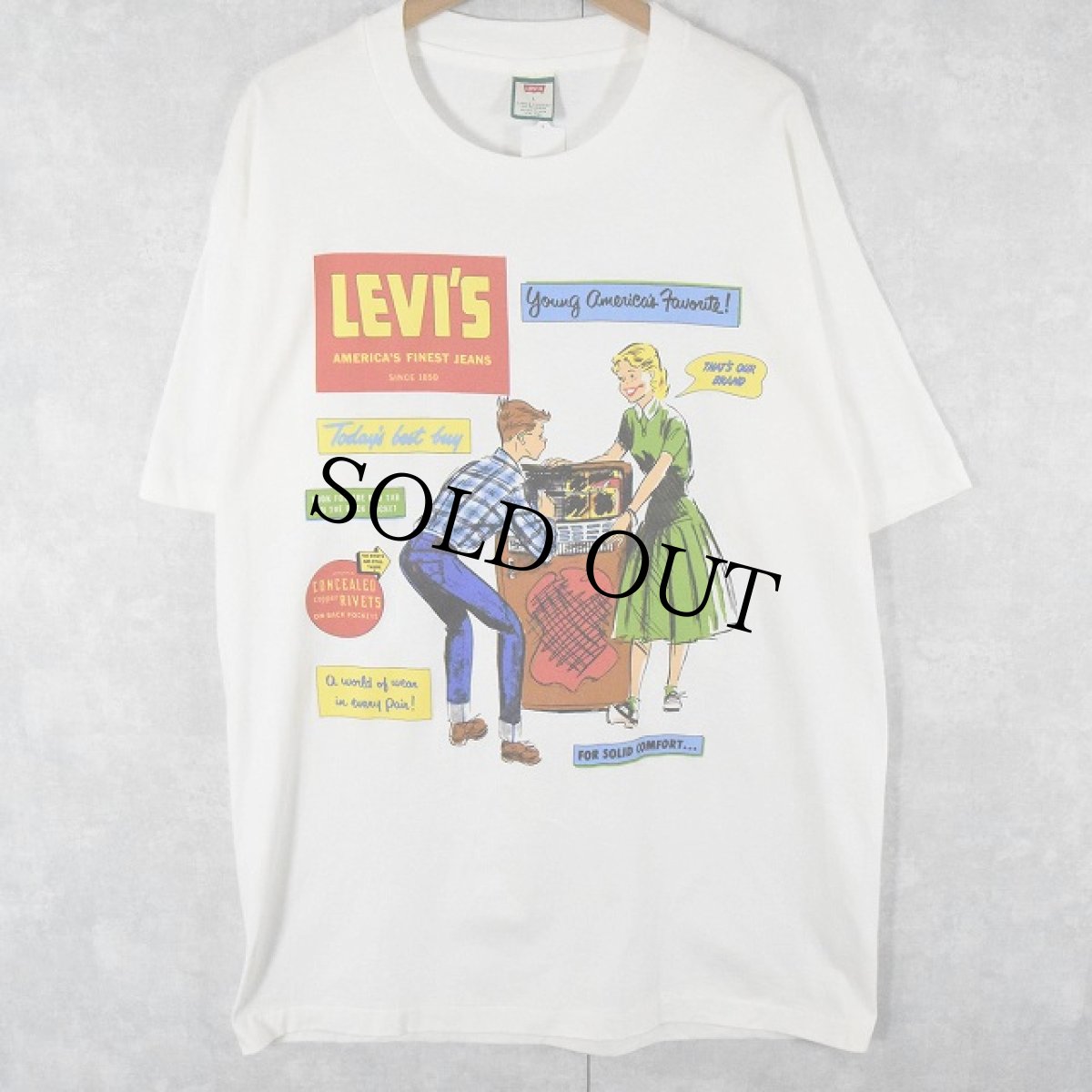 画像1: 90's Levi's USA製 イラストプリントTシャツ L DEADSTOCK (1)