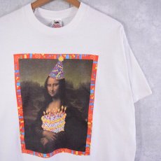 画像1: 90's USA製 モナリザ パロディプリントTシャツ XL (1)