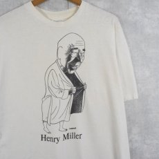 画像1: 90's Henry Miller 小説家イラストTシャツ XL (1)