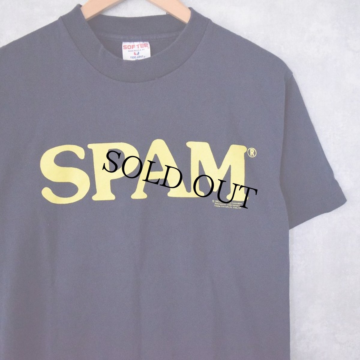 画像1: 90's SPAM USA製 プリントTシャツ NAVY M (1)