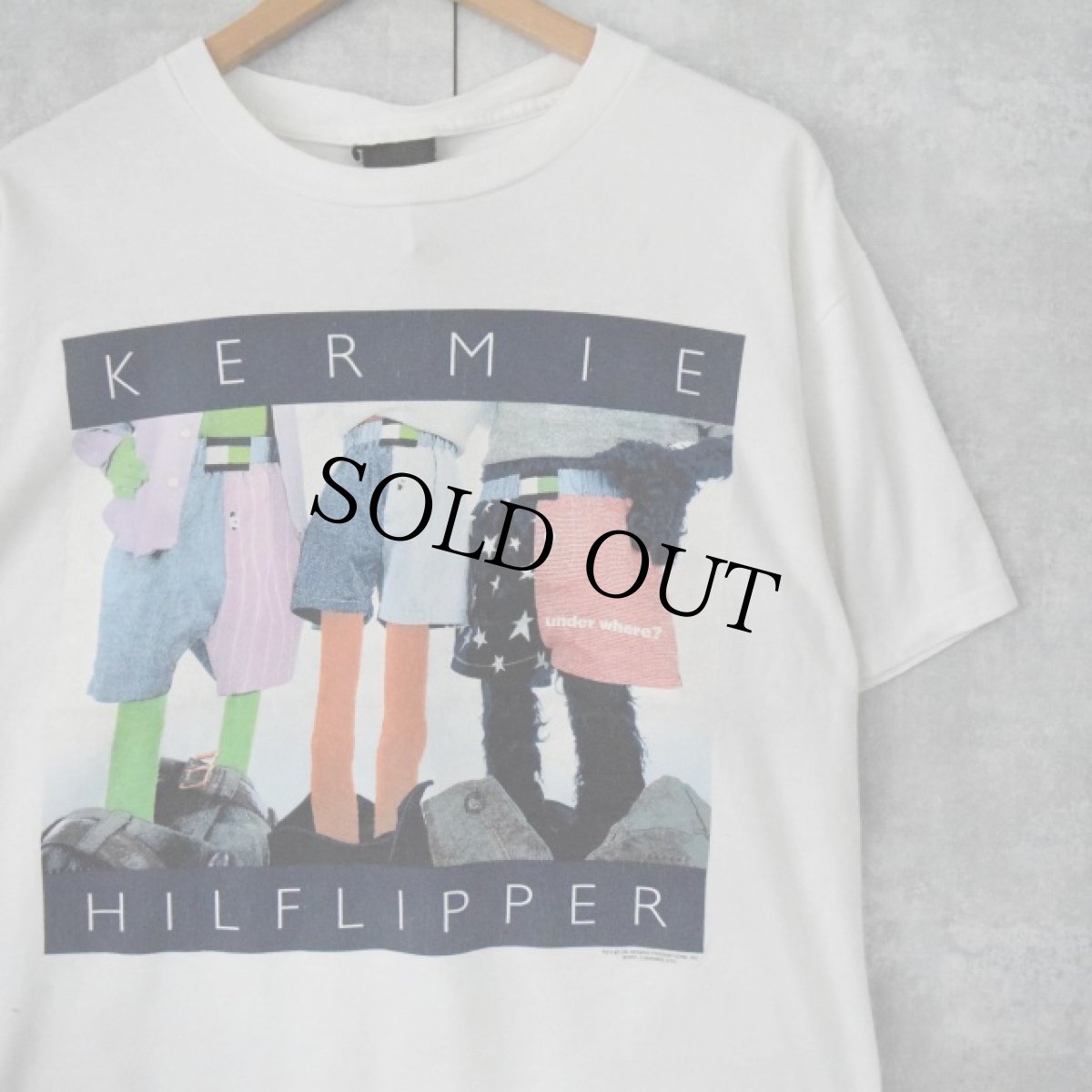 画像1: 90's The Muppets USA製 "KERMIE HILFLIPPER" TOMMYパロディTシャツ L (1)