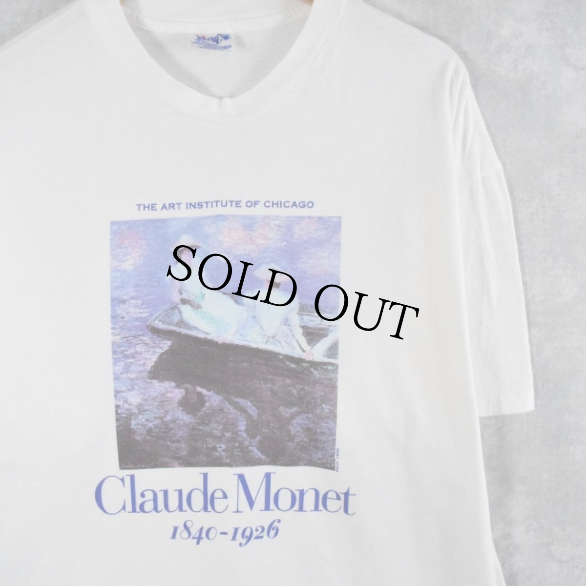 画像1: 90's Claude Monet USA製 "On the Boat" アートプリントTシャツ XL (1)