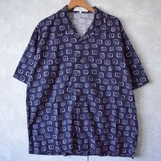 画像1: PERRY ELLIS 総柄オープンカラー コットンレーヨンシャツ XL (1)