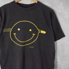 画像1: 90's WILD OATS USA製 スマイルプリントTシャツ L (1)