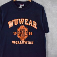 画像1: 【SALE】90's WU WEAR USA製 カレッジプリント ヒップホップTシャツ L (1)