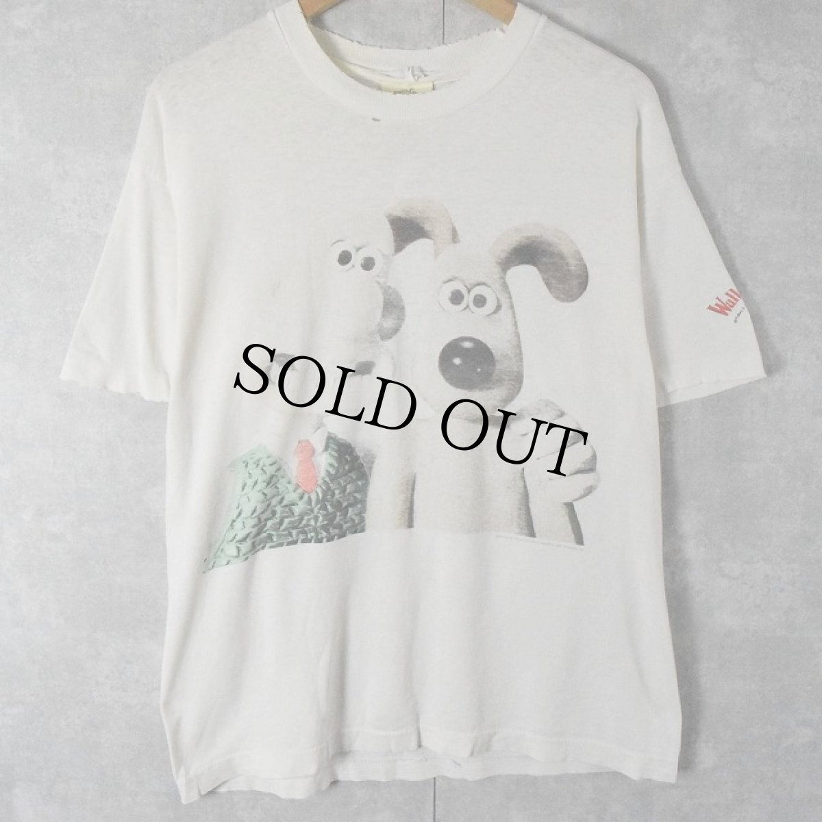 画像1: 90's WALLACE & GROMIT アニメキャラクタープリントTシャツ L (1)