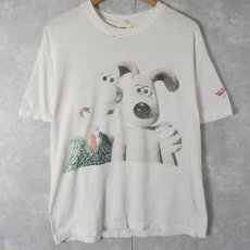 画像1: 90's WALLACE & GROMIT アニメキャラクタープリントTシャツ L (1)